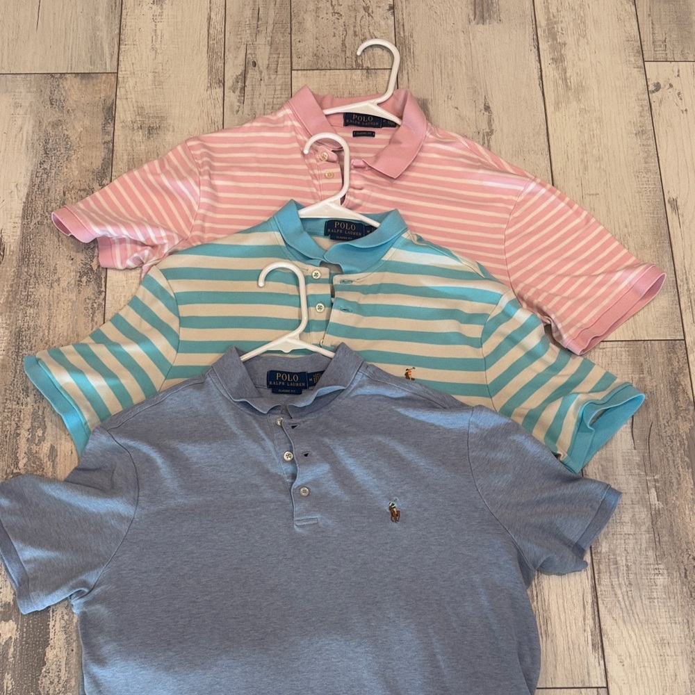 Bundle of Polo by Ralph Lauren Kids Polos - Pink, Teal, and Blue